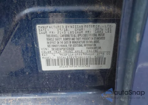 2019 Nissan Sentra Sv from USA, damaged, VIN 3N1AB7AP5KY235928